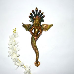 Mermaid Door Pull | Snake Lady Door Handle in Copper Golden Color | 13&quot; Inches Handle | IN0029