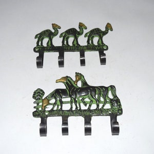 Haak met drie kamelenvorm | Vormhaak paarden | Messing wandhaak | Wandaccessoires