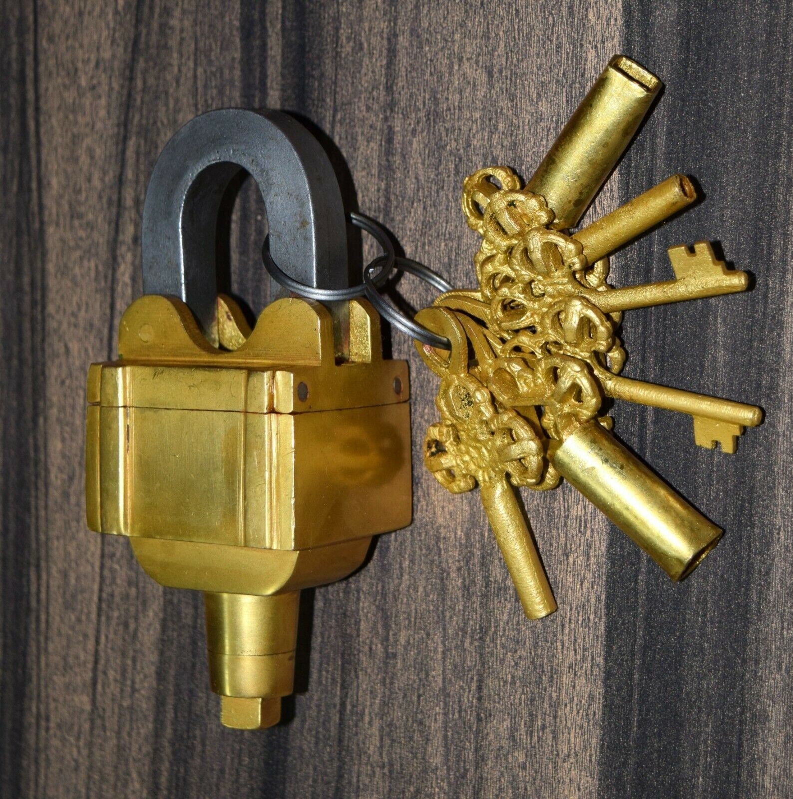 Tricky Lock With 6 Keys Brass Puzzle Padlock Safety Etsy