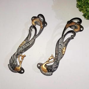 7.0'' Inches Swan Bird Design Kitchen Door Pull Set | Brass Peacock Shape Interior Door Handle Decor KWB