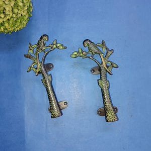 8&quot; Inches Parrot Door Pull | Brass Parrot On Tree Door Handle