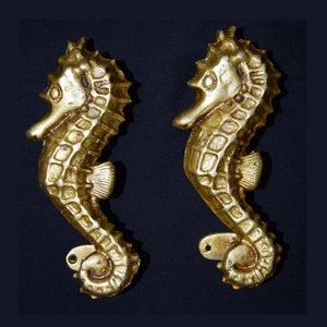 Sea Horse Door Handle Pair | Brass 6&quot; Inches Cabinet Pull | Door Accessories