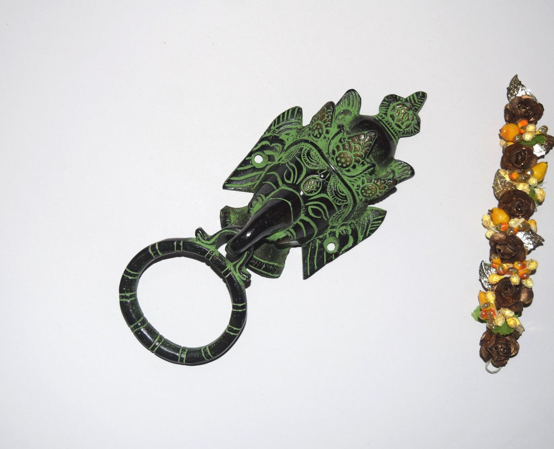 Intricate Brass Elephant Face Door Knocker God of Wisdom Ganpati