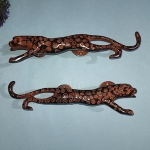 Round Base Leopard Door Pull 11&quot; Inches | Brass Jaguar Shape Door Handle | Total Weight: 1020 x 2 = 2040 Grams Approx