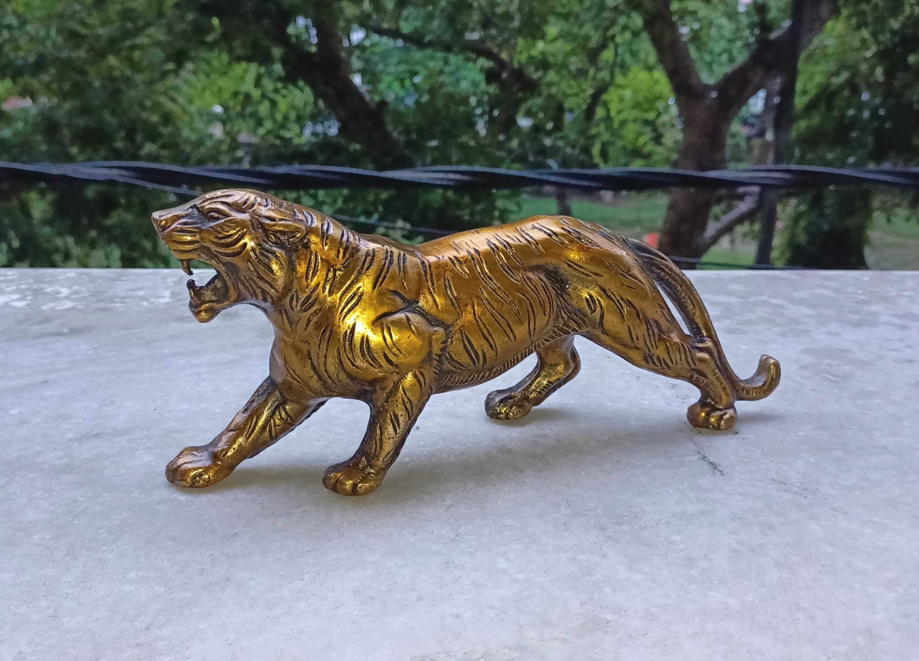 Large Brass Leopard Figurine 17.7, Valentine Gift, Animal Ornament