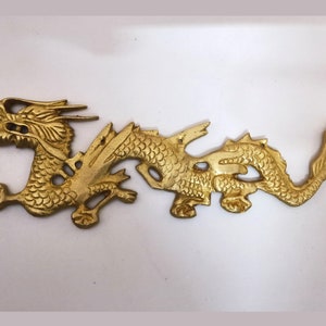 Feng Shui Dragon Wall Decor | Brass Mythological Creature Chinese Dragon Design &quot;Without Hook&quot; Wall Hanging Decoration