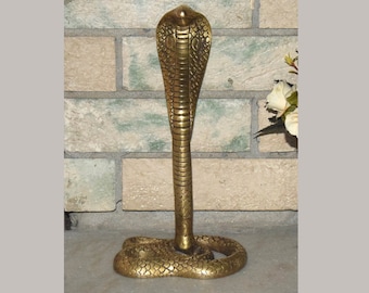 10&#39;&#39; Inches Lord Shiva Snake Idol | Egyptian Serpent Pure Brass Craft Statue | Table Sculpture Decorative Showpiece