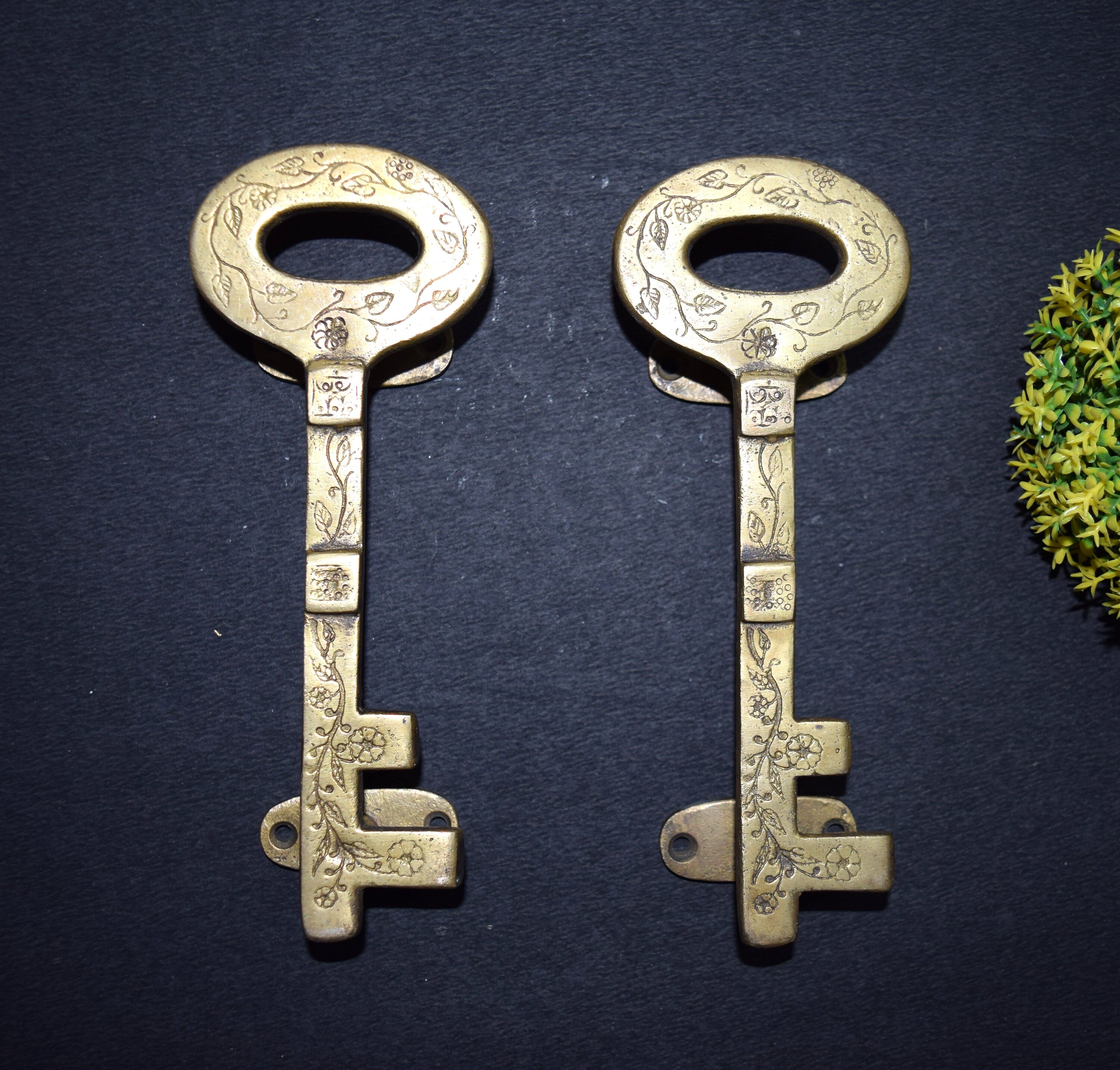 Engraving Flower Key Door Handle Brass Door Accessories Etsy UK
