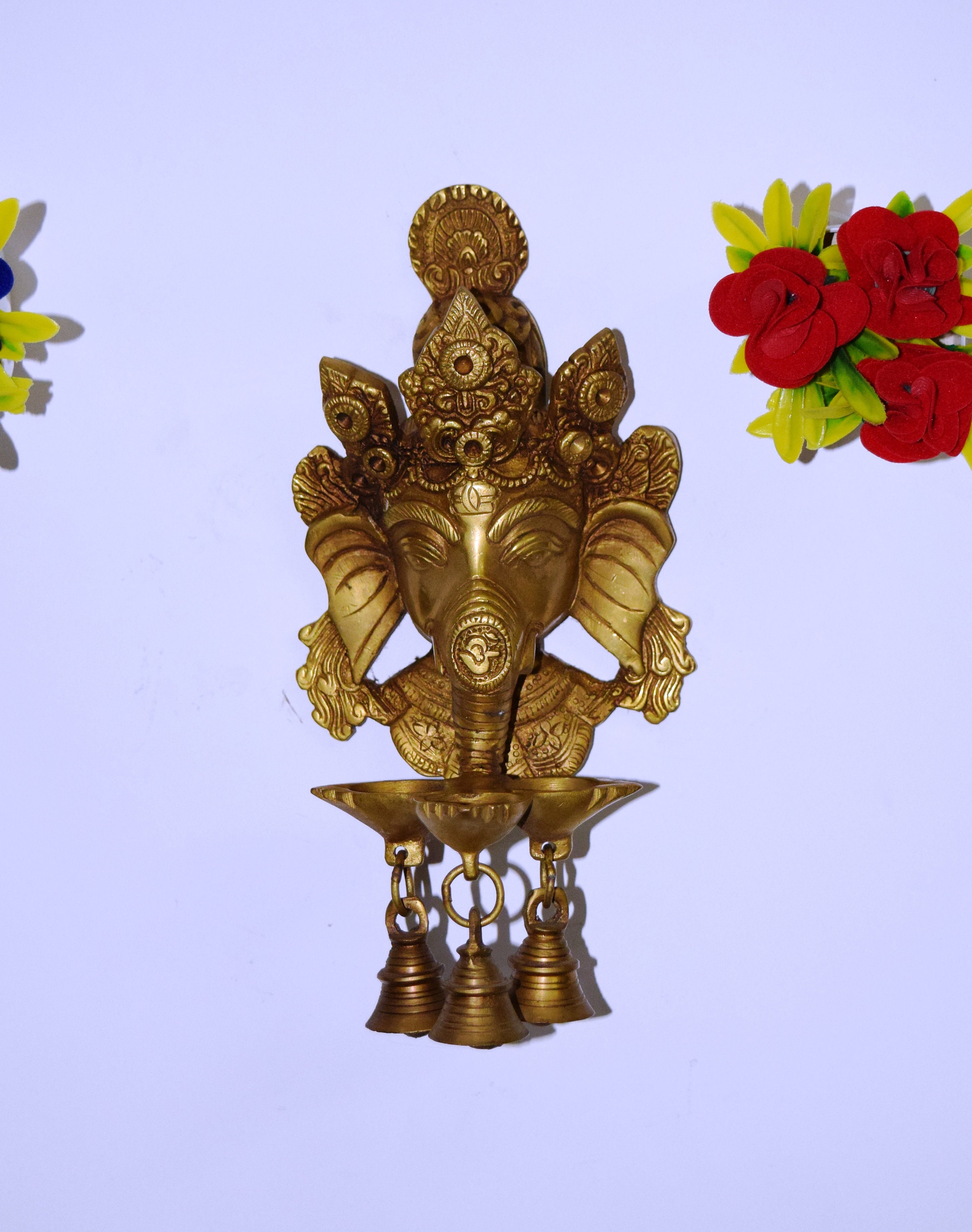 ガネーシャの壁掛けランプホルダー | 真鍮のハンドクラフトオイル