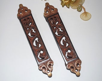 11.5'' Inches Hand Engraved Flower Door Pull | Egyptian Brass Large Size Door Handle Set