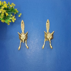 Vicious Fox design deurbel | Messing hondvorm babykamerdeurklopper set van 02 stuks