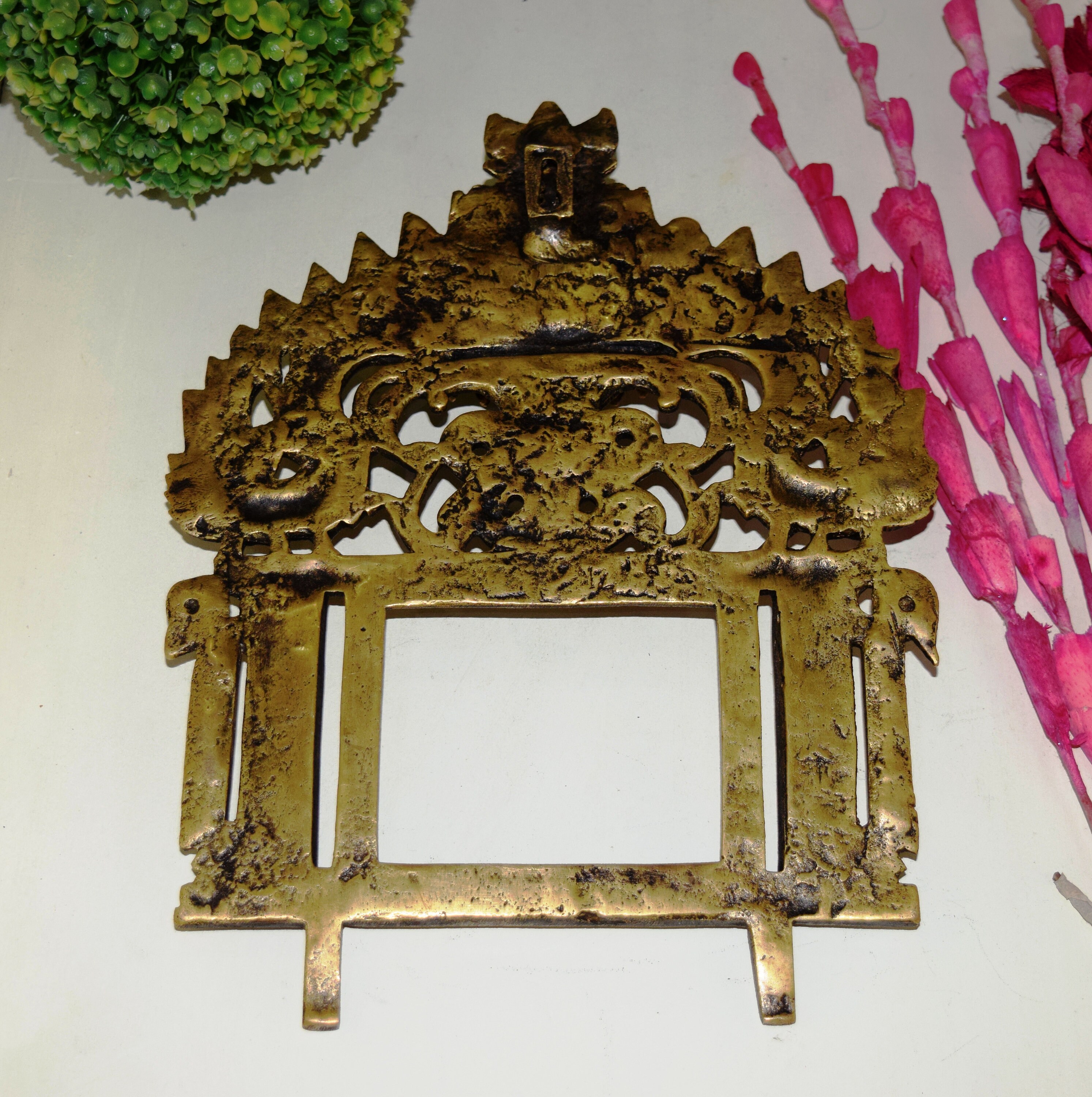 11 Inches Hinduism Wall Decor Art Brass Prabhavali Etsy