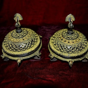Round Shape Brass Peacock Incense Holder | Dhoop Burner On a 3 Legged Tortoise Stand | Home Purifying Goddess Room Décor