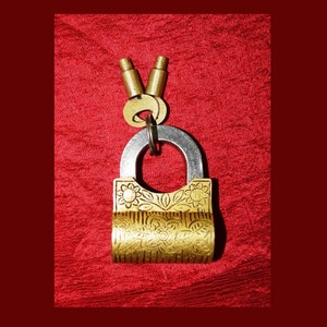 Unique Sunflower Engraved Door Lock | Brass Padlock Screw Style Keys | Majestic Tricky Lock