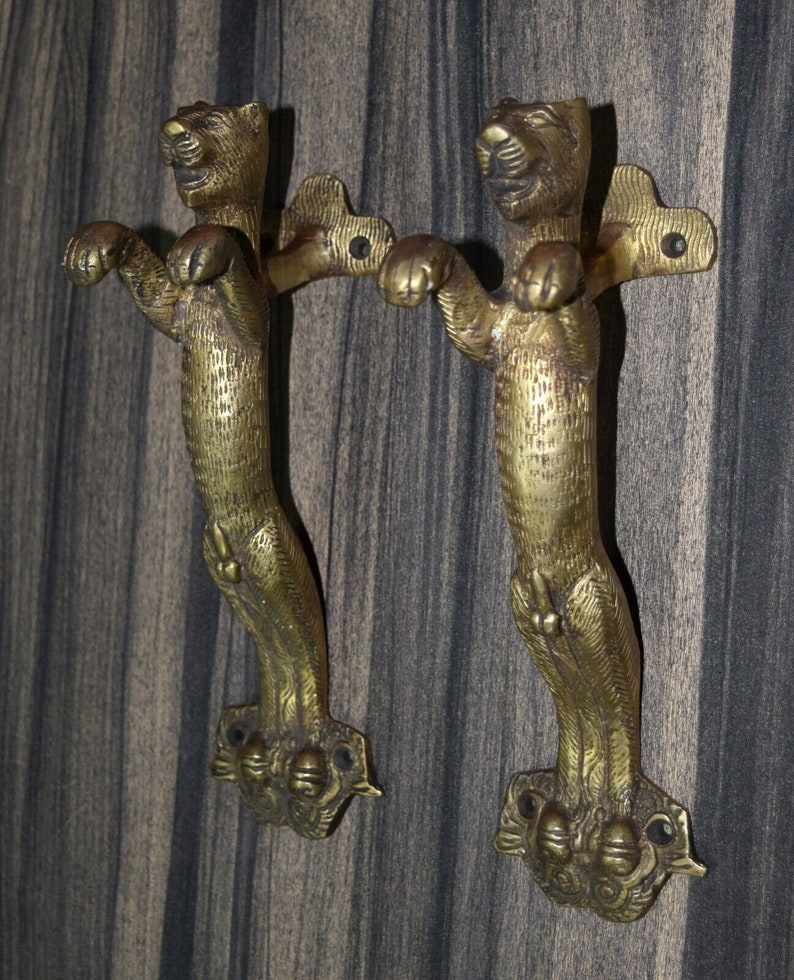 Brass Tiger Door Handle Jumping Tiger Shape Door Pull Door Accessories image 10