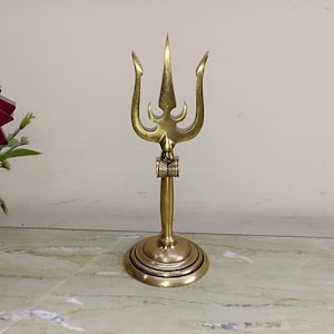 Brass Shiva Trident | OM Shivji Trishul Table Décor