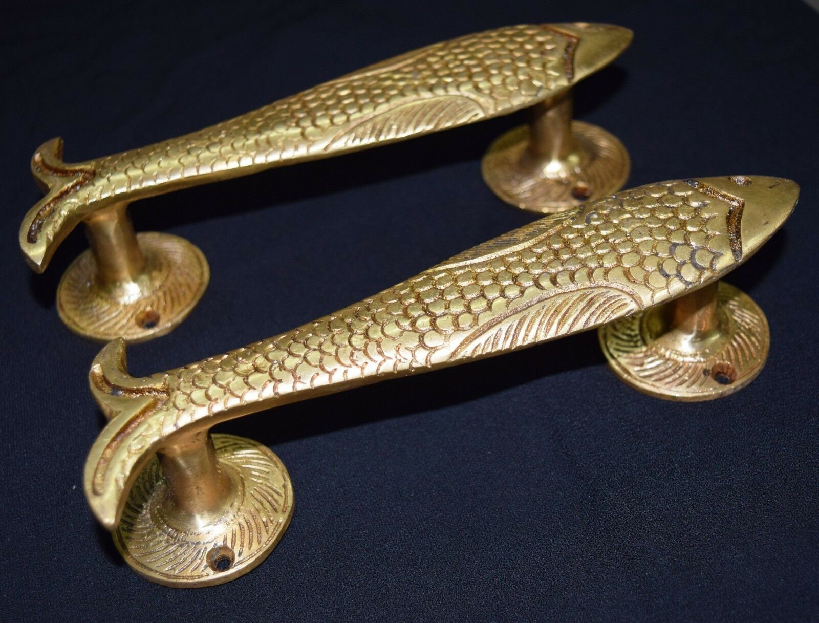 Fish Door Pull Brass Handmade Fish Door Handle in Green and Etsy