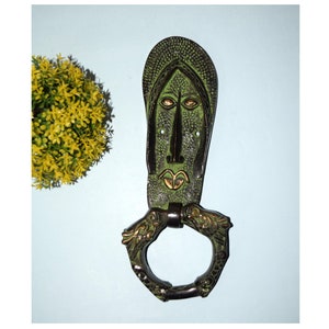 Tribal Face Door Knocker | Brass Slipper Shape Door Bell
