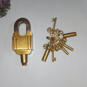 Brass Puzzle Door Lock Security With 06 Working Keys | Functional Tricky Lock Hidden Key Holes Safety Hardware Padlock | Weight- 1 KG Approx