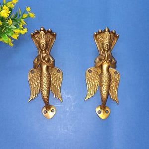 Goddess Mermaid Door Handle Pair | Brass Door Accessories