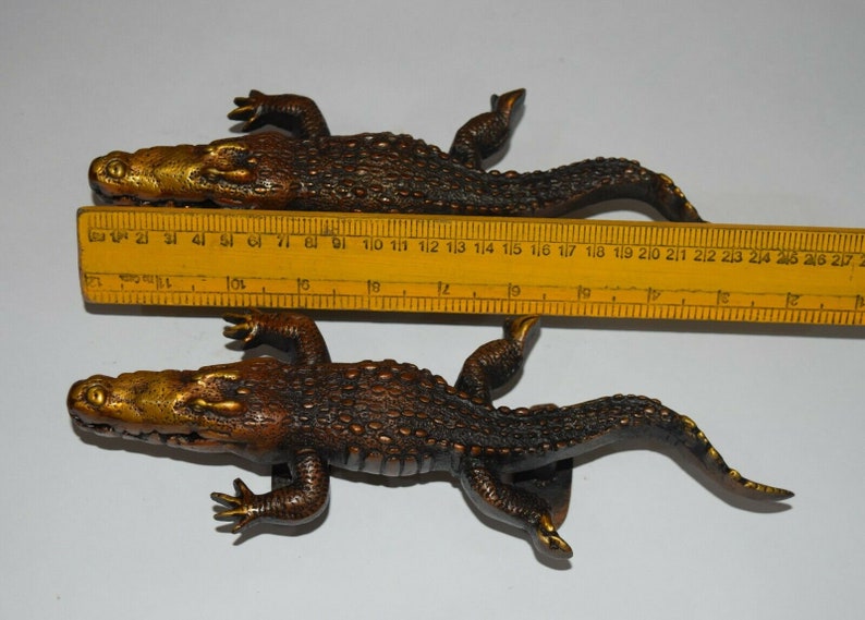 Alligator Ruler 10'' Inches Crocodile Shape Door Handle | Brass Monster Lizard Entry ...
