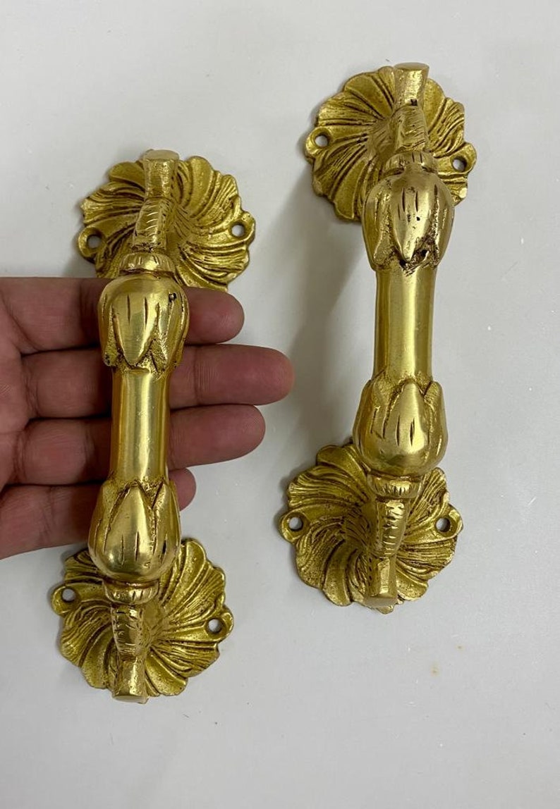 7 Inches Flower Door Handle Garden Door Pull Kitchen Etsy