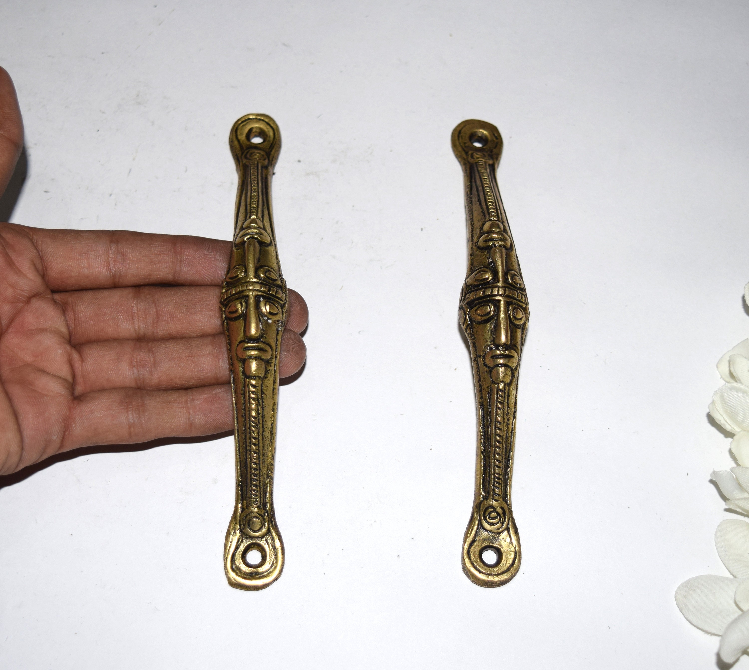 Schrank Dresser zieht Griff Messing Tribal Man Dual Face | Etsy