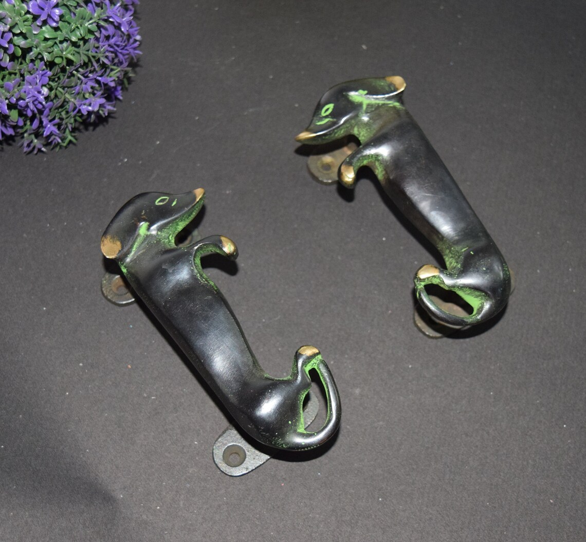 Dachshund Dog Door Handle Pair Brass Door Accessories Pet Etsy