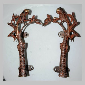 8 Inches Parrot Door Handle | Brass Parrot On Tree Door Pull