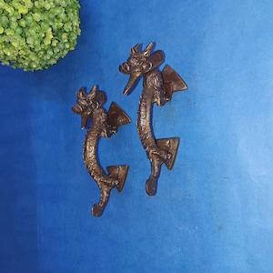 Evil Dragon Door Handle | Brass Dracula Door Pull | Set of 02 Pieces
