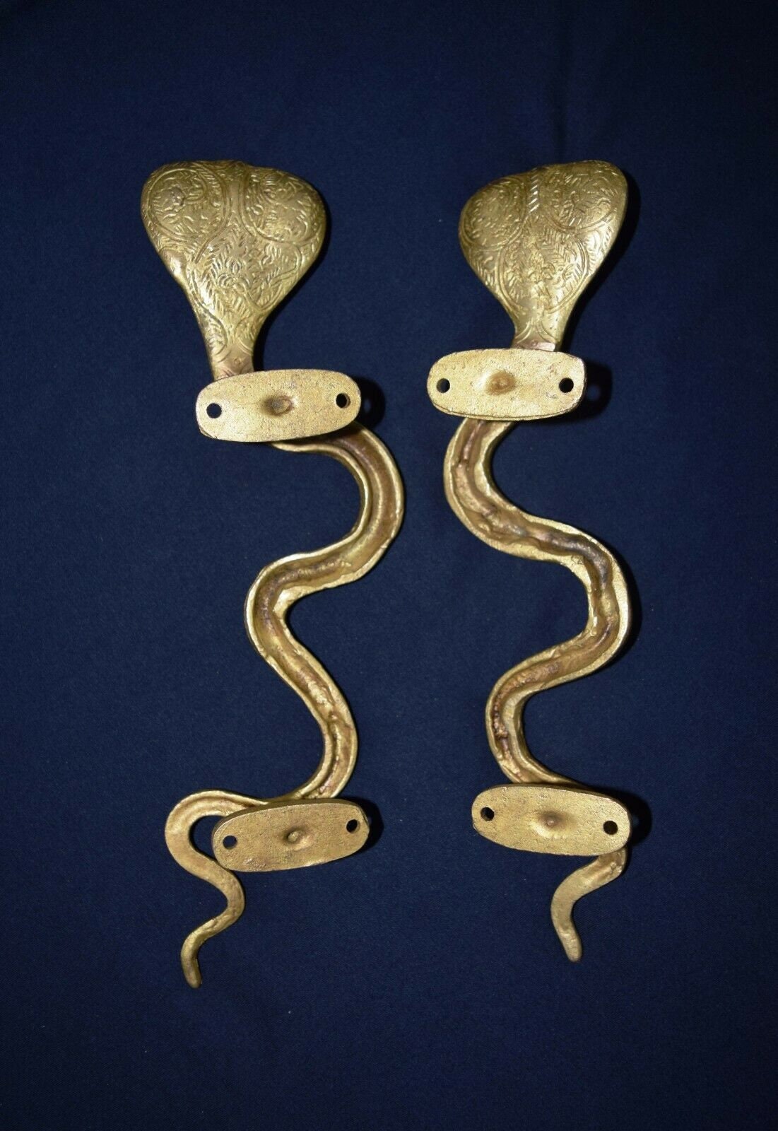 11.5 Inches Snake Door Handle Pair Brass Cobra Design Etsy