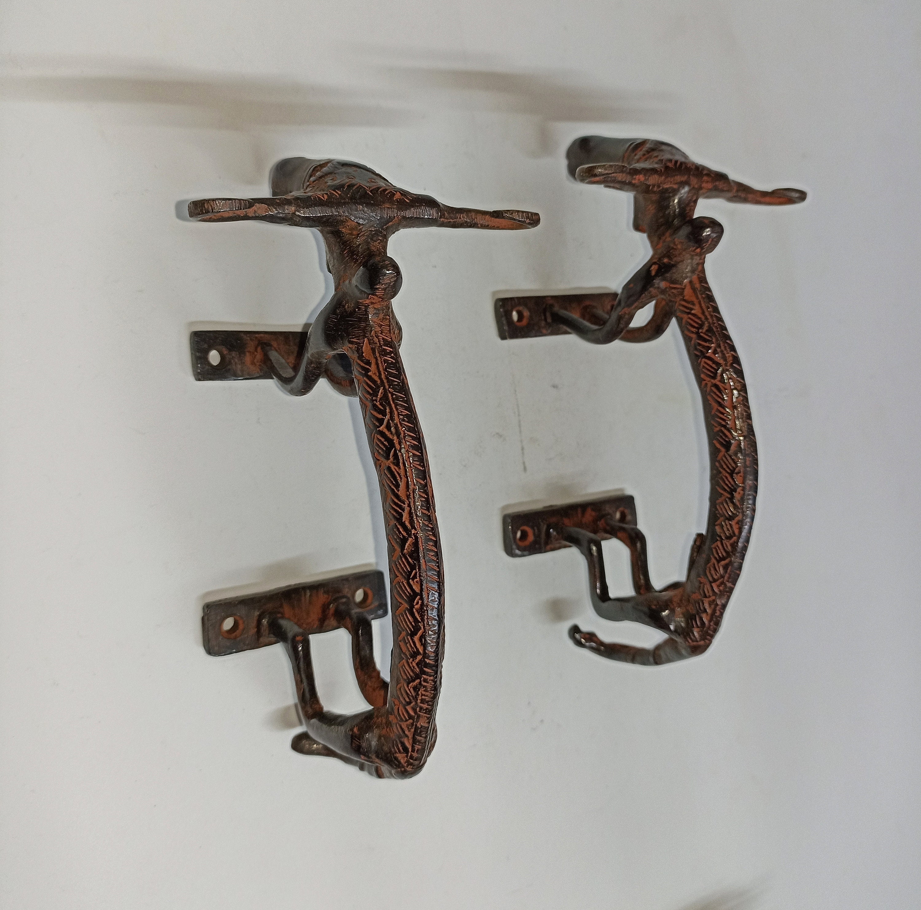 Tribal Ox Bullock Design Door Handle Pair | Brass Unique Design Yak ...