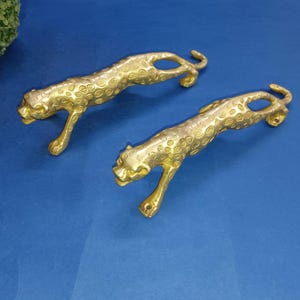 Walking Jaguar Shape Door Handle | Brass Panther Animal Door Pull Set Decor KWB043