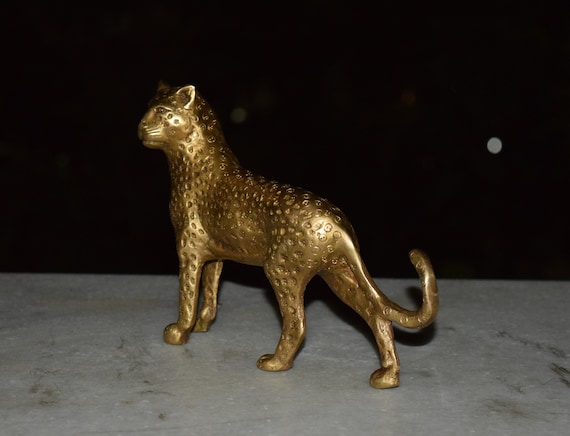 Brass Leopard Statue in Golden Color Rare Metal Crafts Brass Leopard Statue in Golden Color Rare Metal Crafts