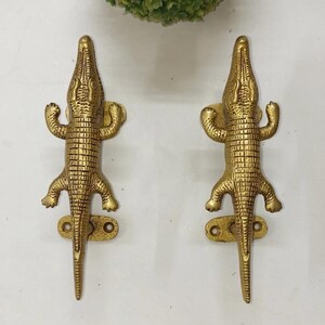 Wild Alligator Design Door Handle | Brass Big Lizard Shape Office Door Puller Set KWB014