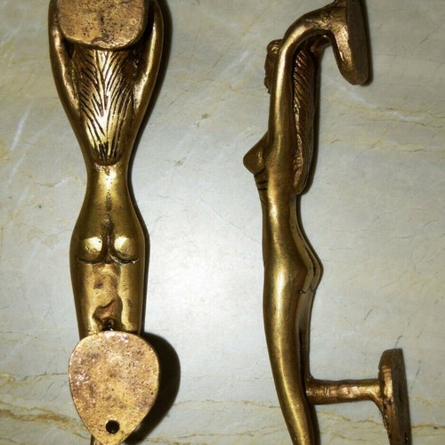 Gymnastics Girl Shape Door Handle | Brass Woman Door Pull shops Set | Home Windows Decor