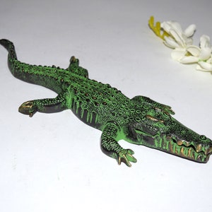 Brass Crocodile Statue | Hand Carved Crocodile Sculpture | Home Decorative Paperweight