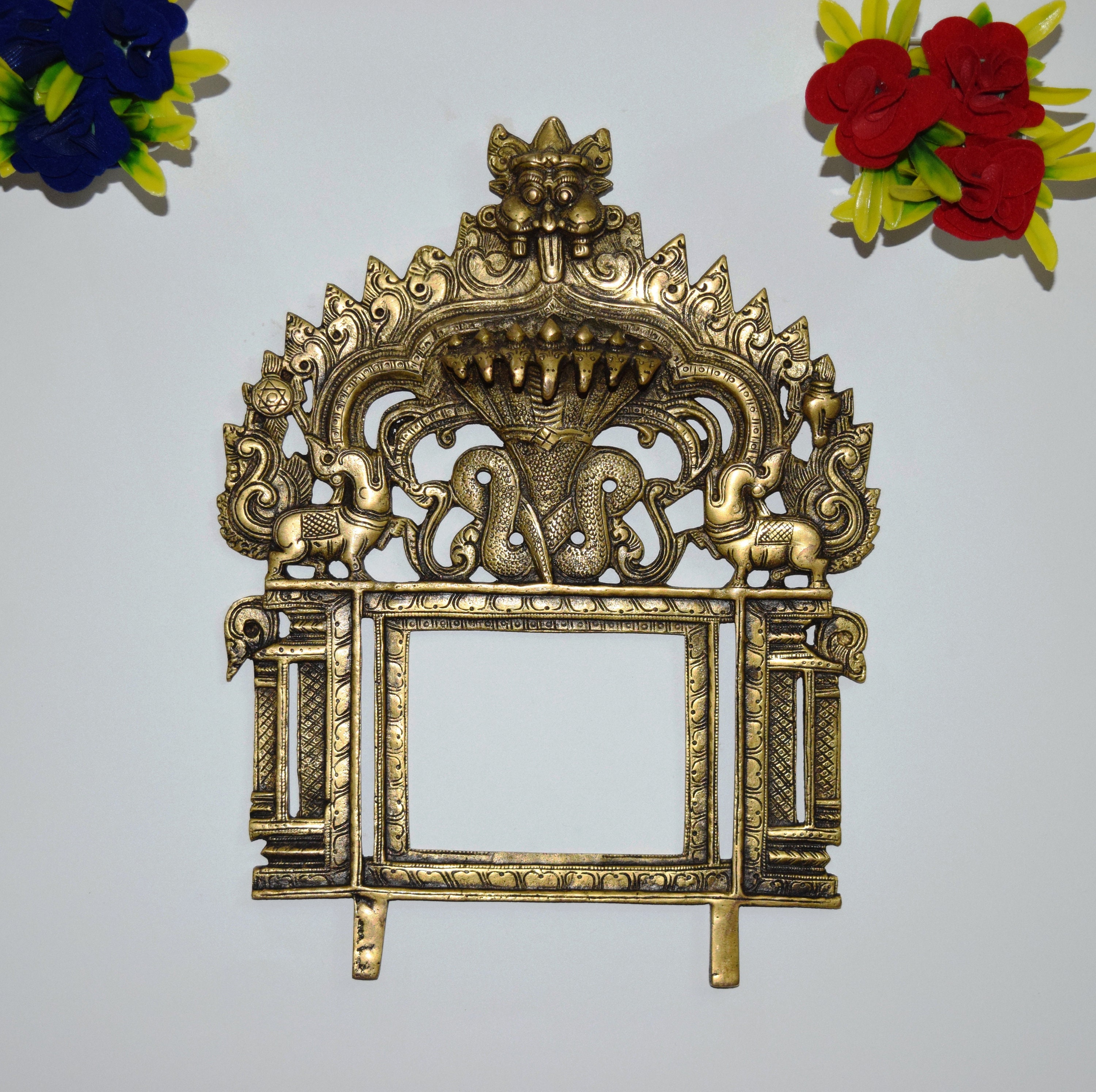 11 Inches Hinduism Wall Decor Art Brass Prabhavali Etsy