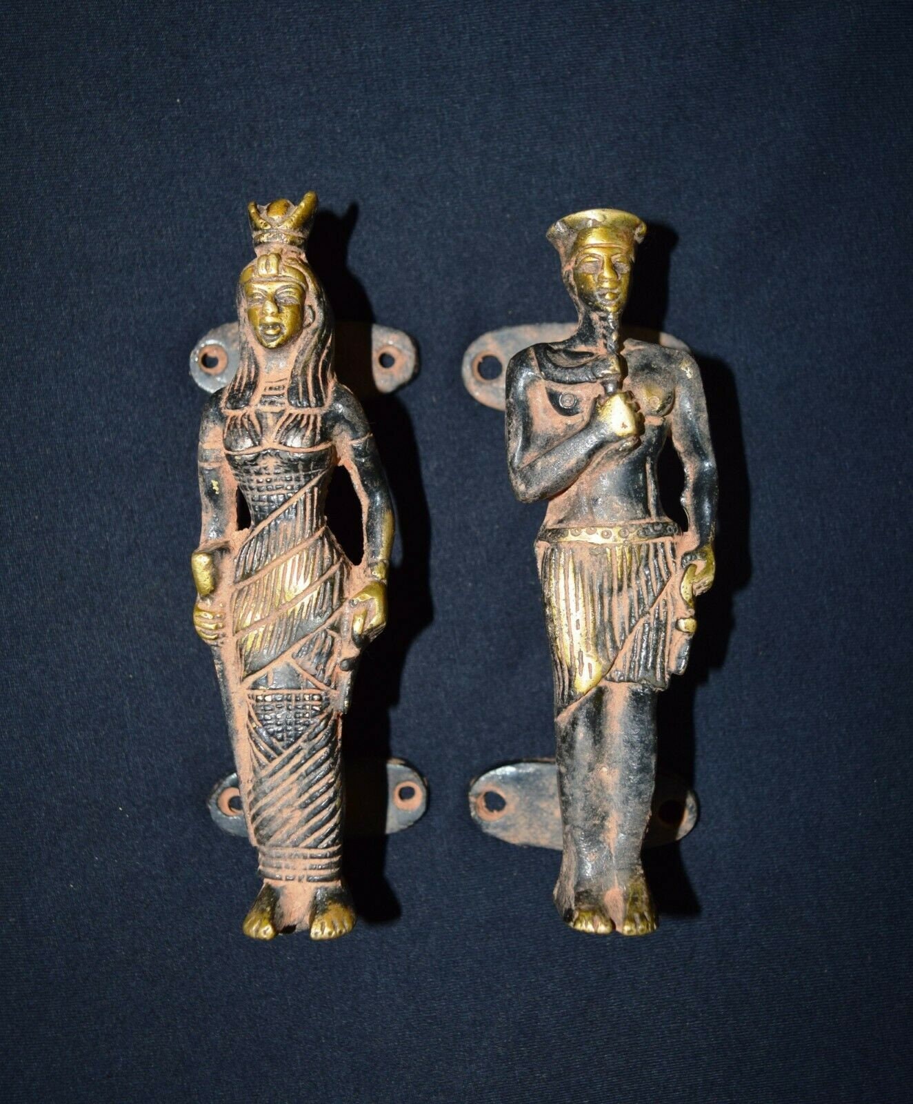 Egyptian Door Handle Brass King Queen Figurine Door Pull Etsy