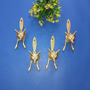 Fuchs Hund Kopf Form Türklopfer | Massivem Messing Wolf Knäufe | Set bestehend aus 04 Stück