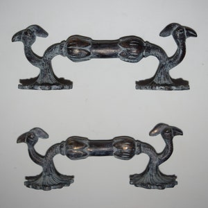 Brass Peacock Door Handle With Floral Base | 7.5&#39;&#39; Inches Nature Inspired Theme Flower Door Pull | Total Weight- 530 x 2 = 1060 Grams Approx