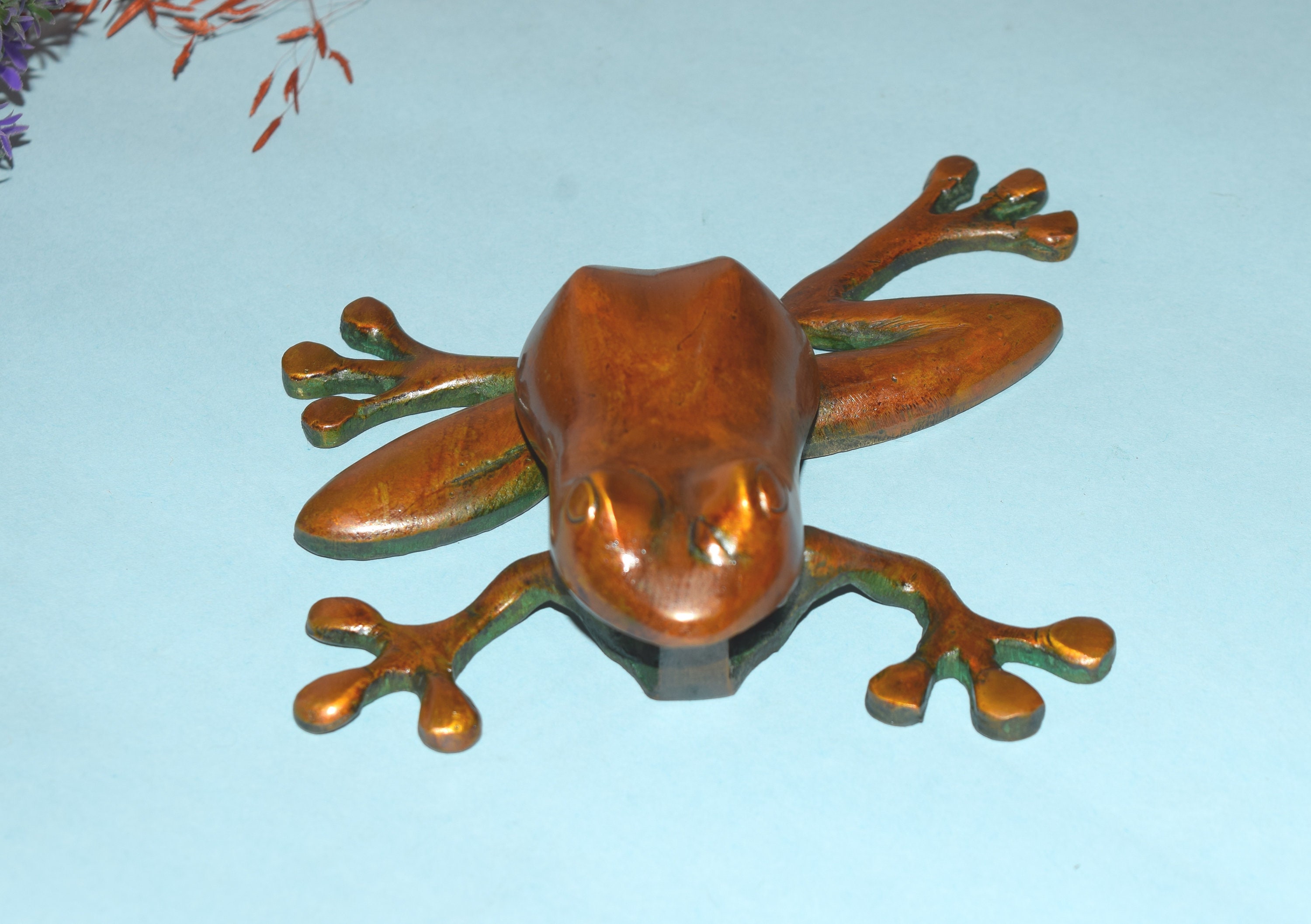 Jumping Tree Frog Door Bell | Crafted Toad Polished Brass Knocker