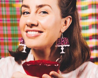 Pendientes de resina con purpurina de gelatina – Joyería artesanal con temática de comida / Pendientes originales y llamativos / Accesorios divertidos para festivales