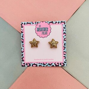 Star Glitter Resin Stud Earrings: Handmade Celestial Jewelry