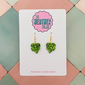 Monstera Leaf Glitter Resin Earrings: Tropical Plant Jewelry