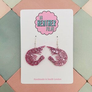 Glitter Shrimp Earrings: Handmade Resin Ocean Jewelry
