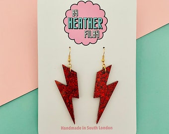 Statement Red Glitter Lightning Bolt - Small and Large