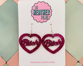 Glitter Heart Resin Earrings: Bold Feminist Statement Jewelry