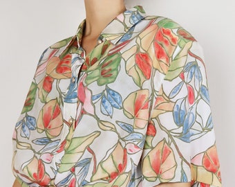 Bluse Vintage Aquarell Blumen ( Gr. L )