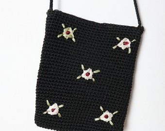 Vintage kleine tas met bloem borduurwerk